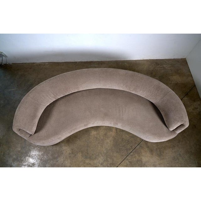 Textile Curved Crescent Sofa in Textured Taupe Fabric For Sale - Image 7 of 11