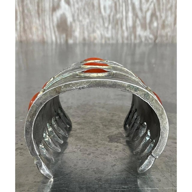 Vintage Carnelian Gilt Silver Turkoman Cuff For Sale In West Palm - Image 6 of 12