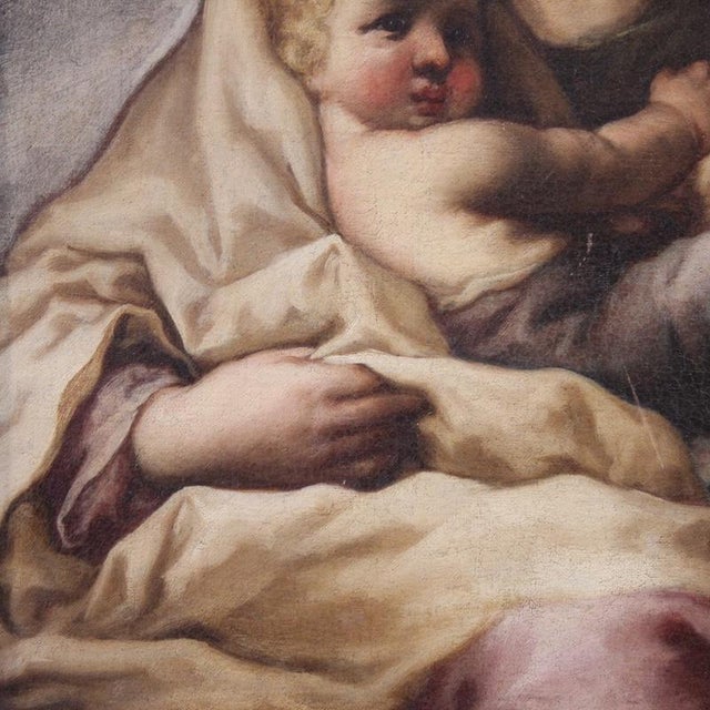 Italian Artist, Madonna with Child, 1680, Oil on Canvas For Sale - Image 12 of 16