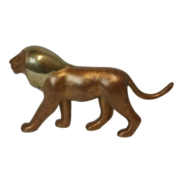 Late 20th Century Loet Vanderveen Bronze Lion Sculpture Signed #137/1750 For Sale