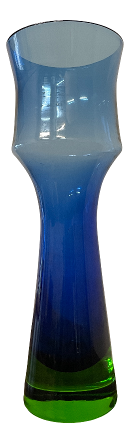 Blue and Green Art Glass Vase attributed to Bo Borgström for Åseda Glasbruk, Sweden, 1960s
