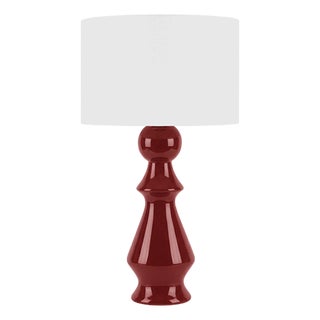 Matthew Izzo Home Colette Garnet Red Ceramic Table Lamp With White Linen Drum Shade For Sale