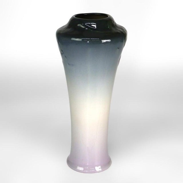 White Antique Weller Art Pottery Tall Vase With Grape Vine Pattern Signed C1920 For Sale - Image 8 of 11