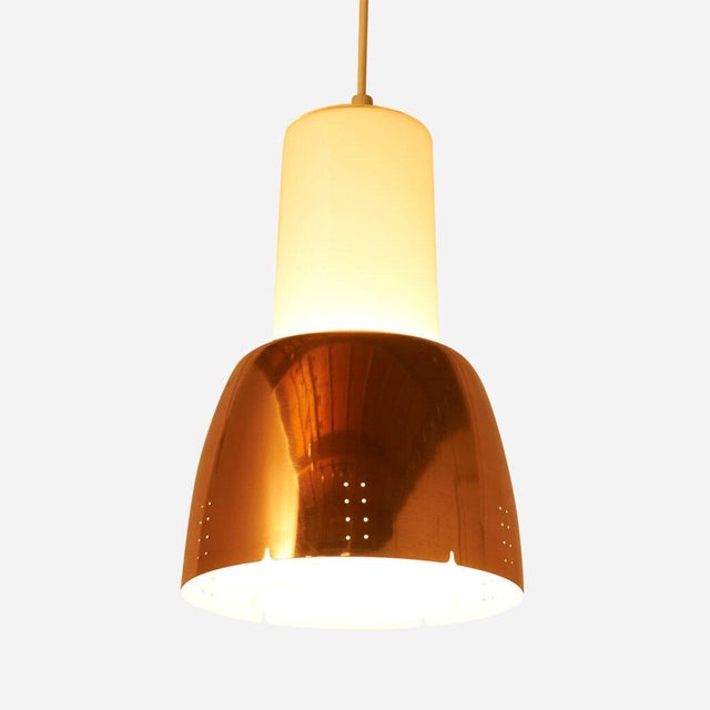 Mid-Century Modern 1950s Copper & Glass Pendant Lamp by Paavo Tynell For Sale - Image 3 of 7