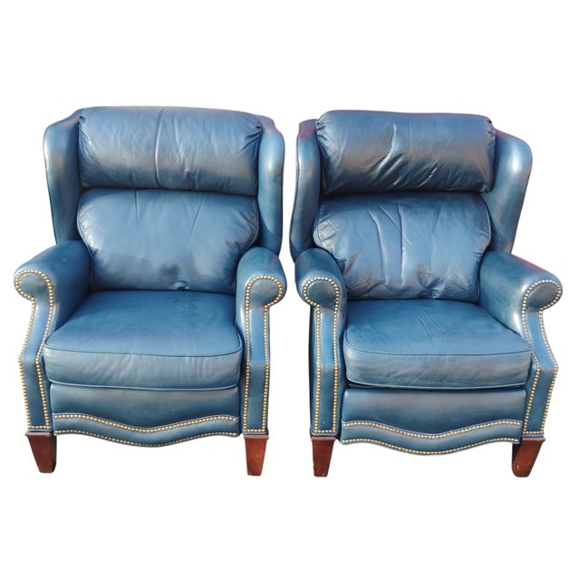 Experience Unmatched Comfort: A Pair of MotionCraft Full Grain Leather Recliners For Sale In Raleigh - Image 6 of 11