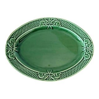 Bordallo Pinheiro 'Rabbit Green' Serving Platter | Portugal Art Pottery For Sale