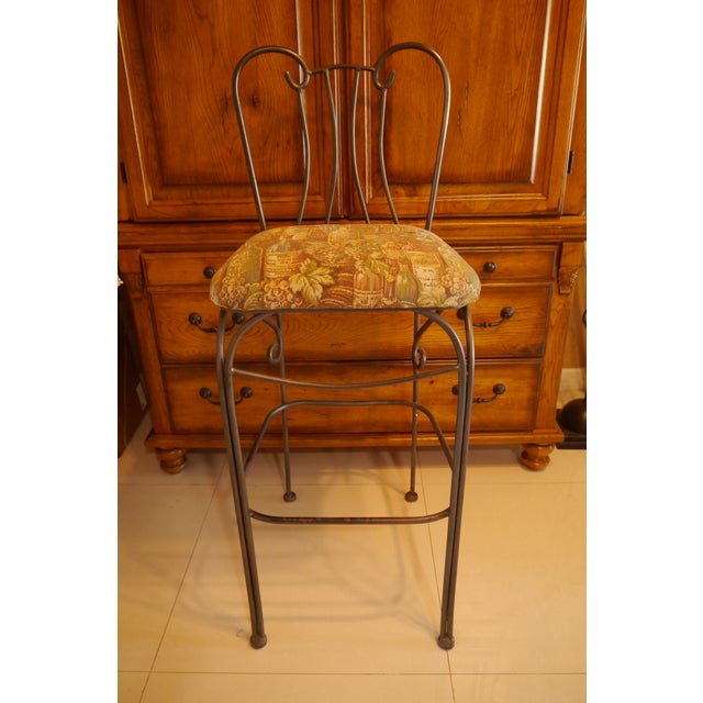 Late 20th Century Gray Wrought Iron Bar Stools- Set of 2 For Sale - Image 12 of 12