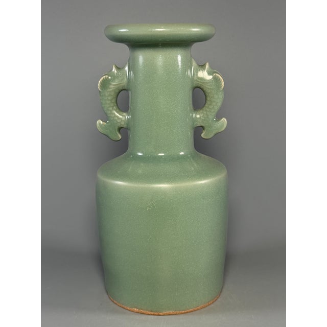Chinese Longquan Celadon Vase With Double Dragon‑Shaped Handles For Sale - Image 4 of 6