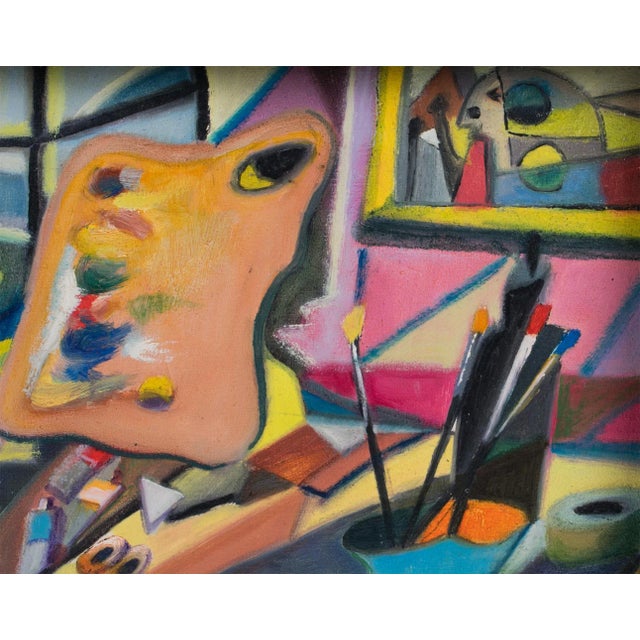 The Painter's Studio, Colorful Post-Cubist Oil Painting by A. Rigollot For Sale - Image 9 of 12