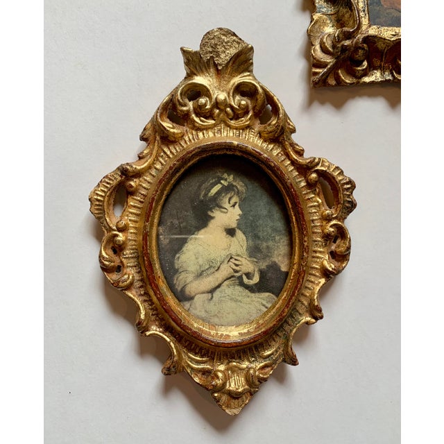 Vintage Miniature Florentine Gilded Framed Art Collection Set of 3