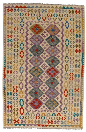 Afghan Kilim Handspun Wool Rug - 6′6″ × 9′7″