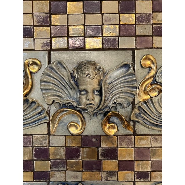 Transparent Italian Cherub Relief Mosaic Wall Panel With Acanthus Motifs - 1970s For Sale - Image 8 of 12