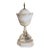 Late 19th Century Victorian Hand Carved Alabaster Table Lamb With Bird Motif For Sale