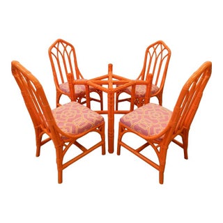 Vintage Orange Rattan Dining Set For Sale