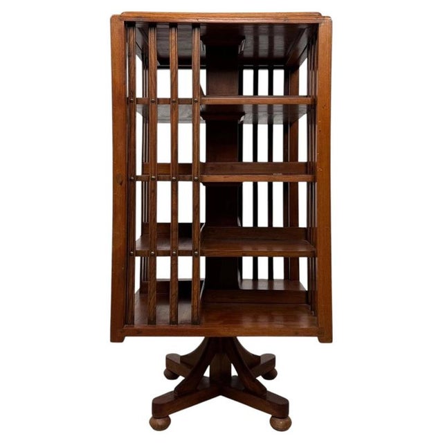 20th Century Edwardian Oak Revolving Bookcase, 1890s For Sale - Image 3 of 9