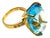 Bochic "Capri" Vintage Oval Shape Blue Topaz Diamond Set In 18K Gold & Silver For Sale