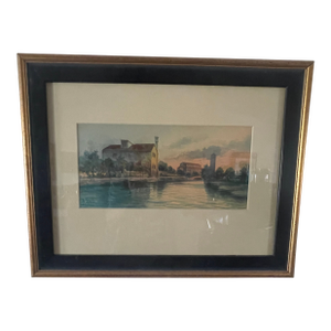 Vintage Watercolor on Paper of a Beautiful Country Scene Painting