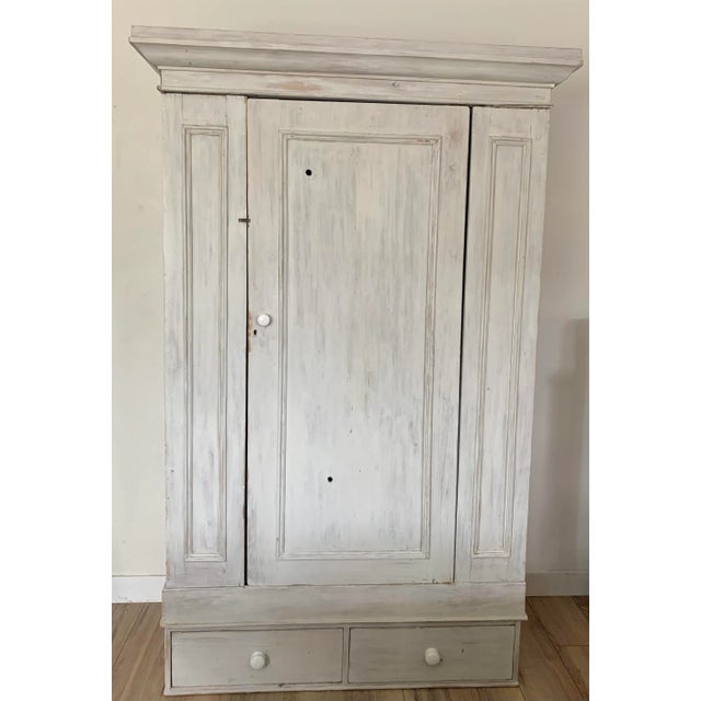 Early 19th Century Antique Whitewashed Pine Armoire Cabinet For Sale - Image 13 of 13