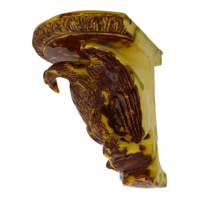 Rockingham Attr Pottery Stoneware Figural Eagle Corner Wall Sconce 20thC For Sale - Image 9 of 9
