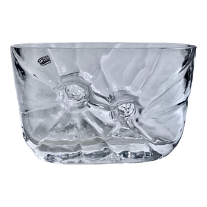 Late 20th Century Rune Strand Sea Glasbruk Double Starburst Clear Crystal Vase