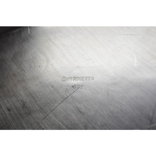 Vintage Wm Rogers Round Sllver Plated Raised Gallery Serving Platter Bar Tray For Sale - Image 9 of 12