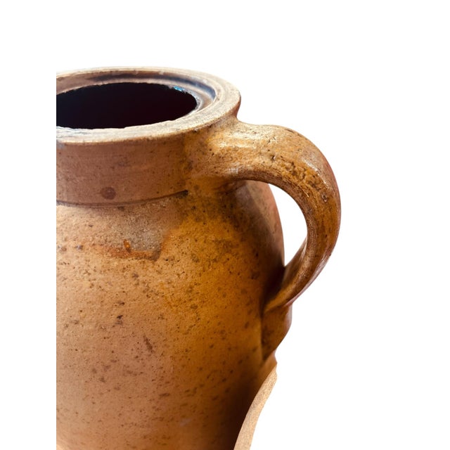 Set of Two Antique European Stoneware Olive Oil & Wine Jugs For Sale - Image 4 of 9