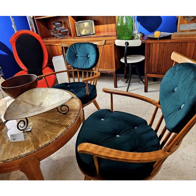 This set of four rare armchairs is a quintessential example of Austrian mid-century design from the 1950s, attributed to...