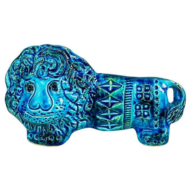 Mid-Century Italian Ceramic Rimini Blu Lion attributed to Aldo Londi for Bitossi, 1960s For Sale - Image 12 of 12