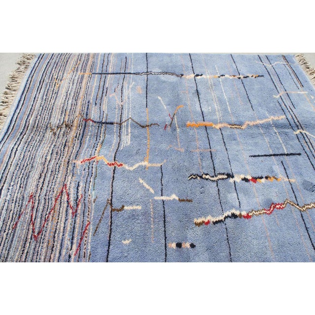 Moroccan Light Blue Abstract Rug 6'5" x 9' Chairish
