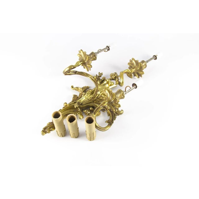 1920s French Gilt Bronze 3-Light Sconce, 1920s For Sale - Image 5 of 18