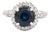 Contemporary 18k Gold Diamond Halo Sapphire Ring - Circa 2000, Size 7 For Sale
