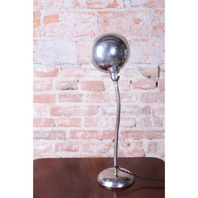 Bauhaus Table Lamp in Chrome-Plated Steel by M. Prokop, Czech, 1930s For Sale - Image 10 of 12