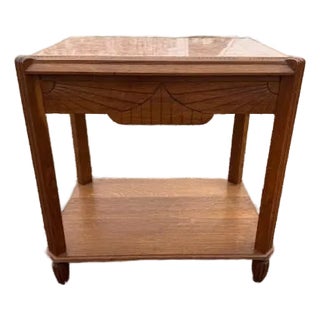 A Large 1940s Vintage French Art Deco Solid Walnut Marble Top Coffee Table or Side Table For Sale