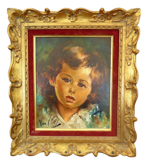 Robert Van Cleef, Child Portrait, 1970s, Oil Painting on Canvas, Framed