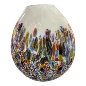 Contemporary Murrine Murano Glass Style With Multicolored Vase