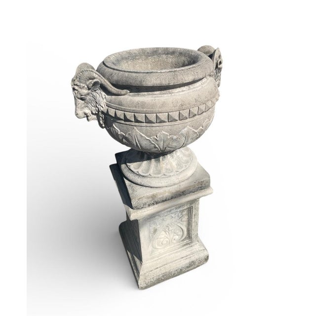 Pair of Garden Urns on Pedestals For Sale In West Palm - Image 6 of 7