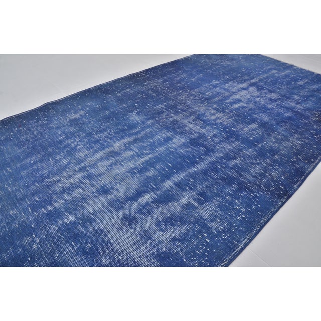 Turkish Blue Vintage Handknotted Wool Carpet For Sale - Image 3 of 10