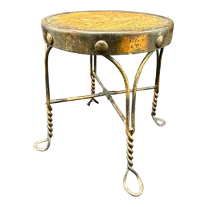 Early 20th Century Antique Ice Cream Parlor Twist Leg Metal Childrens' Stool