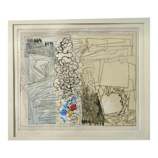 Halim Jurdak Lebanese Arabic Modernist Abstract Etching Color Engraving Arab Art Halim Jurdak For Sale