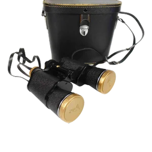 Mid 20th Century Selsi Fully Coated Binoculars With Original Caps and Hard Leather Case, Japan
