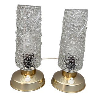 Vintage Bubble Lamps on Gold Bases, 1970s For Sale