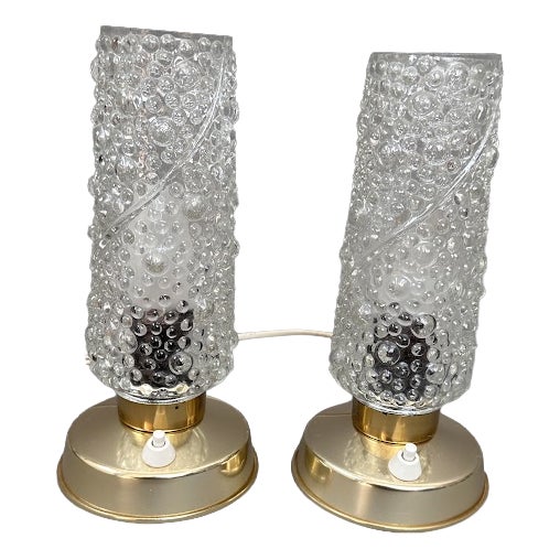 Vintage Bubble Lamps on Gold Bases, 1970s For Sale