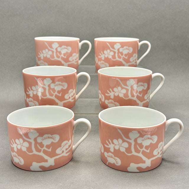 Vintage Pink Fitz and Floyd “Plum Blossom” Dessert and Coffee Service for Six - 18 pcs For Sale In New York - Image 6 of 8
