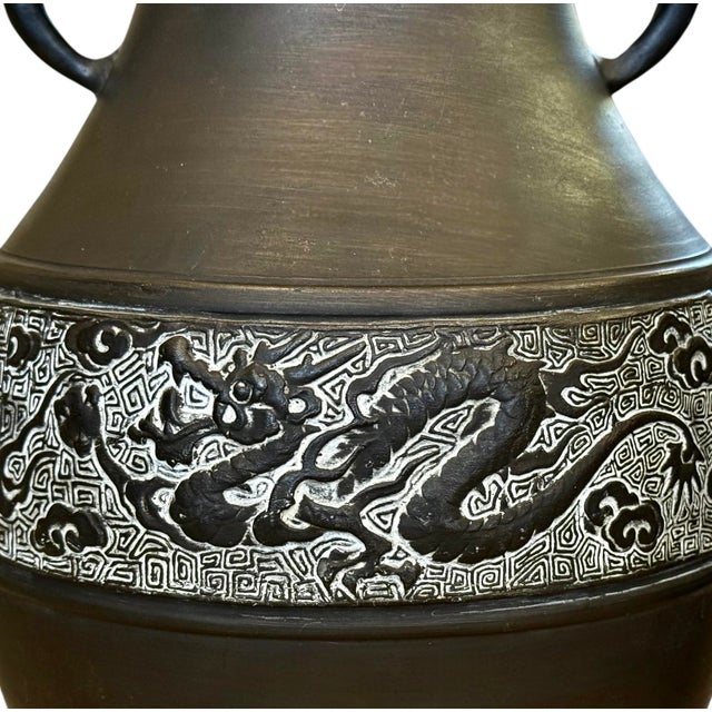 Ceramic 1920s Porcelain Chinese Hu Vases With Incised Dragon Detail - A Pair For Sale - Image 7 of 7