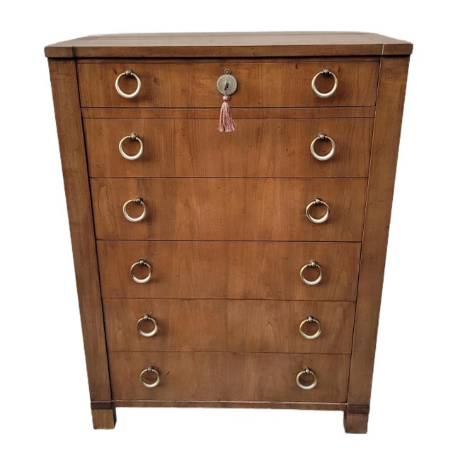 Mid 20th Century Baker Furniture French Empire Style Cherry Wood Highboy Dresser For Sale In Washington DC - Image 6 of 12