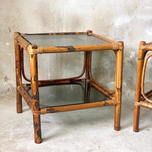 Vintage Rattan Bedside Tables, 1980s, Set of 2 For Sale - Image 4 of 9