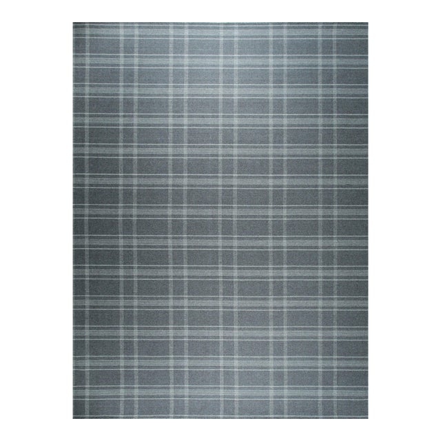 8x10 Graceful Quinn Gray Geometric Modern Flatweave Wool Carpet Rug For Sale