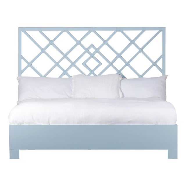 Darien Platform Bed King, Light Blue For Sale