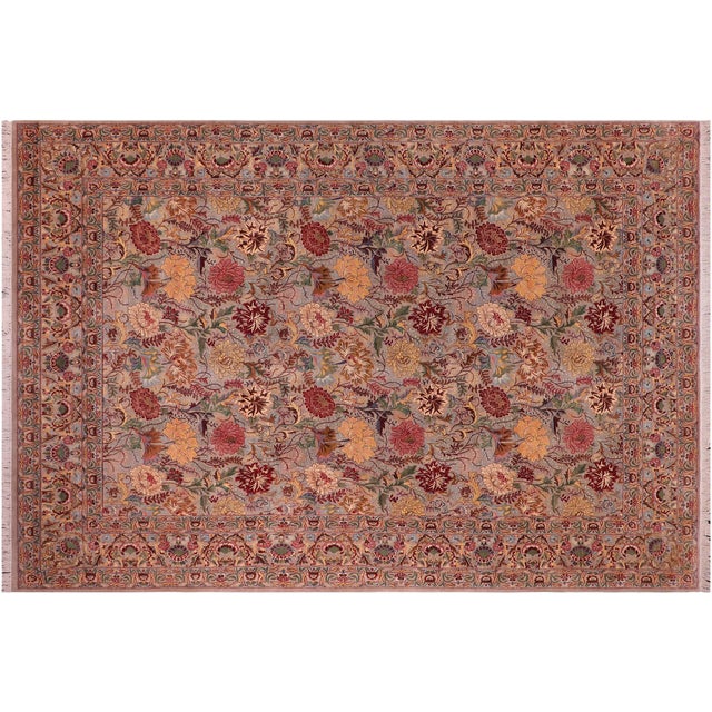 Gray 1990's Floral Pak-Persian Gray/Gray Wool Rug - 9'0'' X 12'7'' For Sale - Image 8 of 9