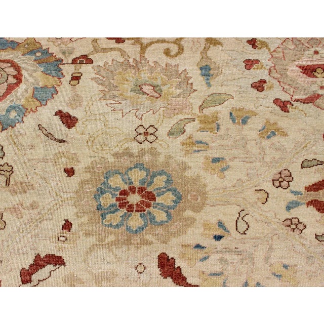 Textile Large Vintage Persian Sultanabad Rug With All-Over Design in Ivory Background For Sale - Image 7 of 13